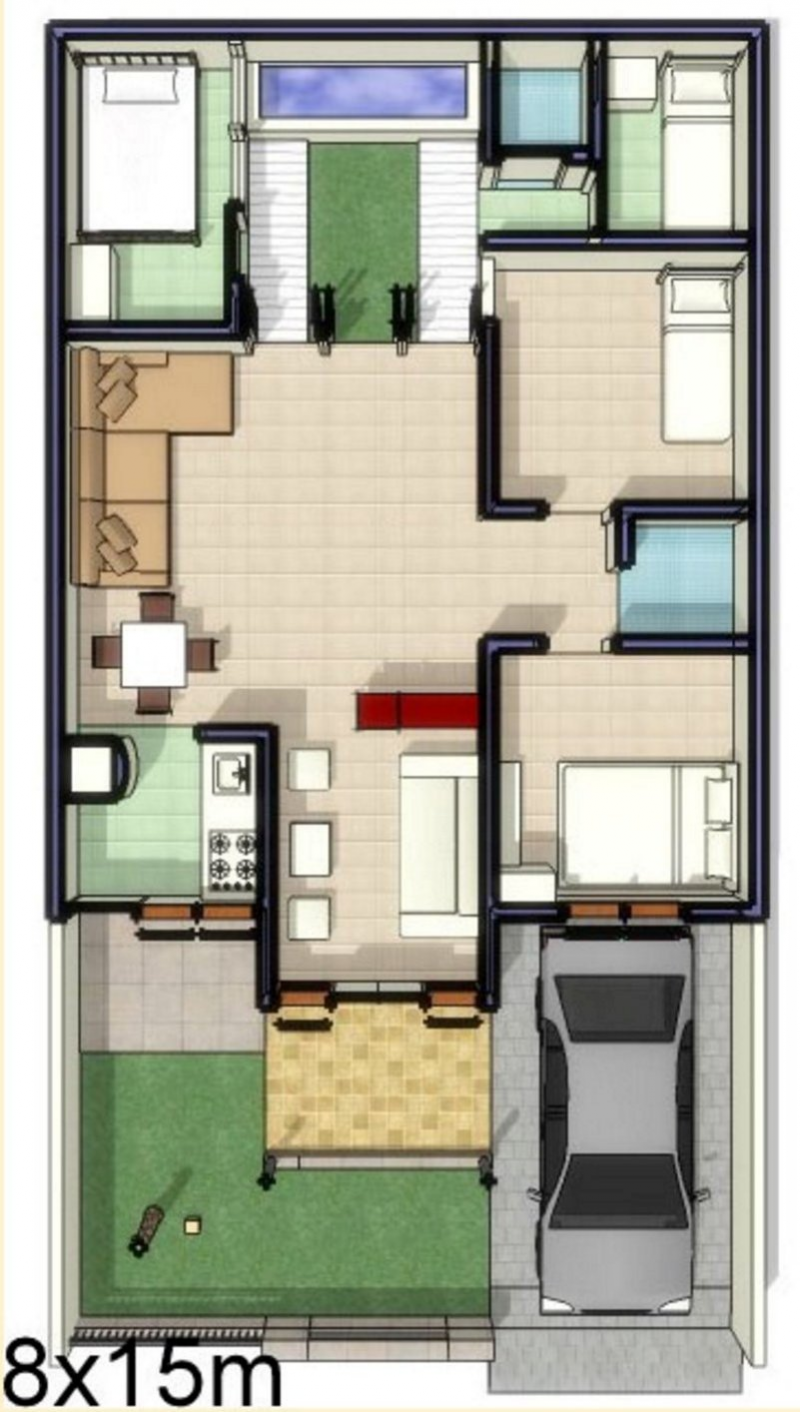 Desain Rumah 7x15 Simple
