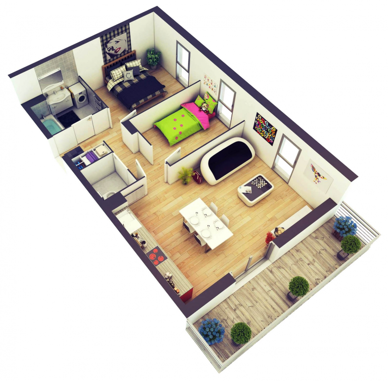 Desain Rumah 6x9 2 Kamar Minimalis