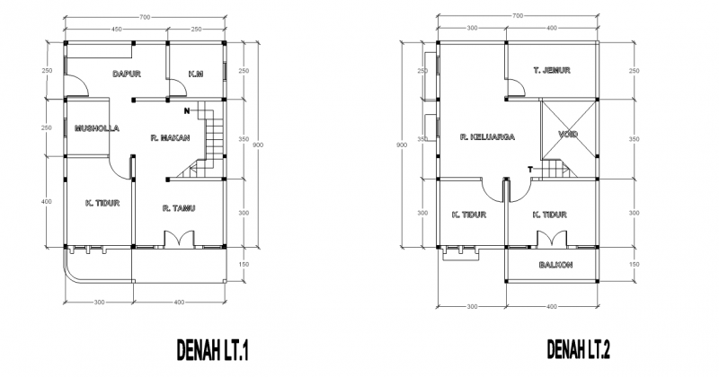 Denah Desain Rumah 7x9 2 Lantai