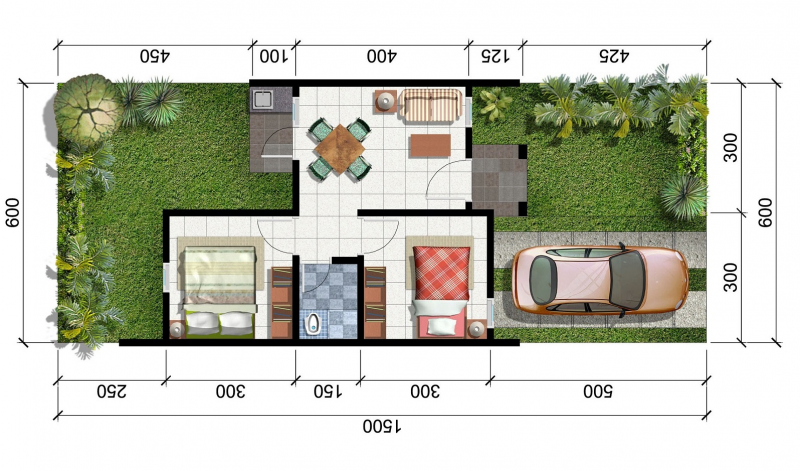 Denah Desain Rumah 7x9