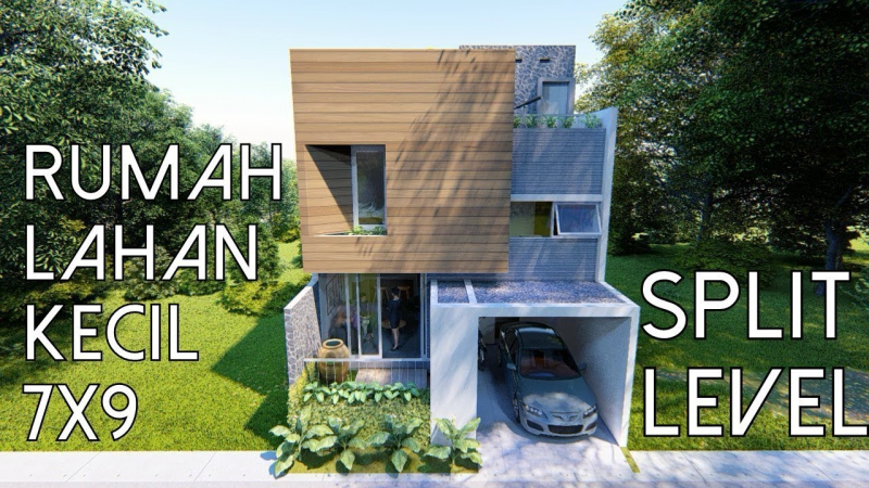 Desain Rumah 7x9 Split Level