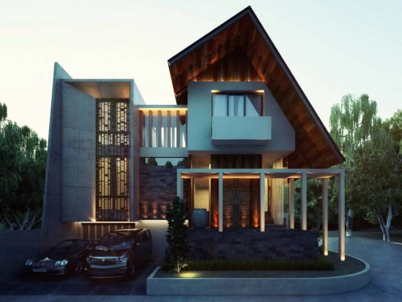 Atap rumah dengan tingkat kemiringan yang ekstrim