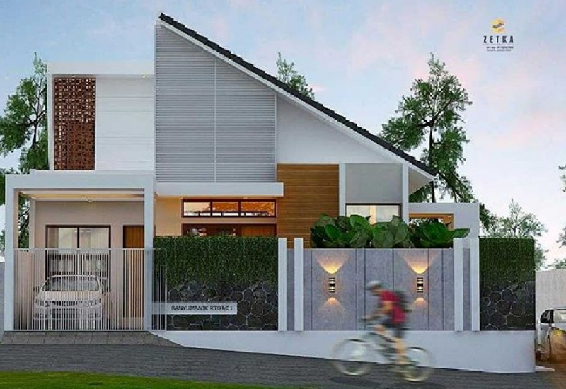 Rumah akan tesrlihat mewah dengan penggunaan atap miring