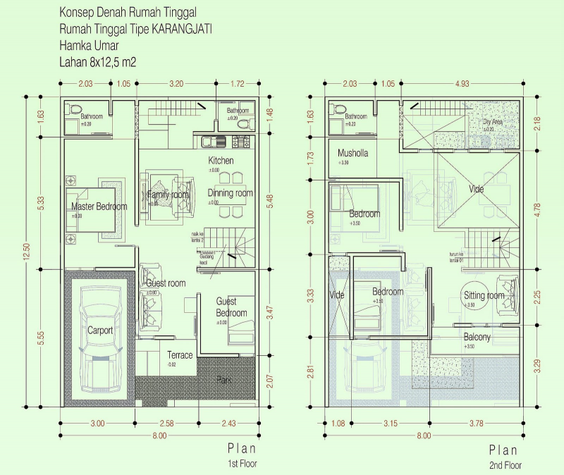 30 contoh denah dan desain rumah 9 x 15 meter desain id
