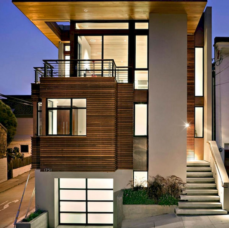 Desain rumah dua lantai industrial