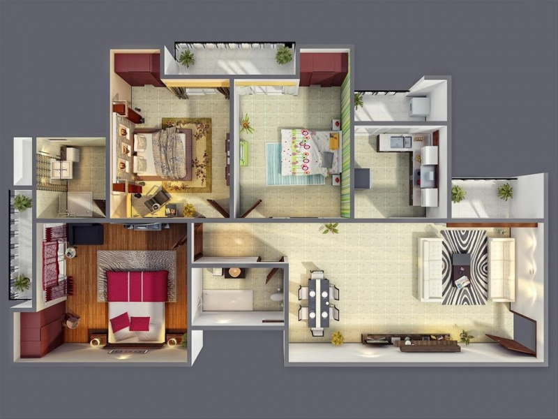 BENTUK DESAIN RUMAH KAMAR 3