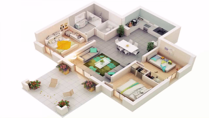 CONTOH DESAIN DENAH RUMAH 3 KAMAR