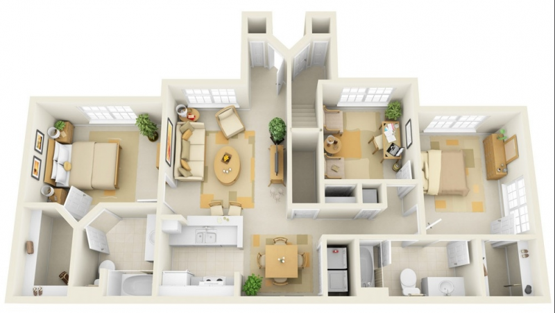 CONTOH DESAIN RUMAH SEDERHANA 3 KAMAR