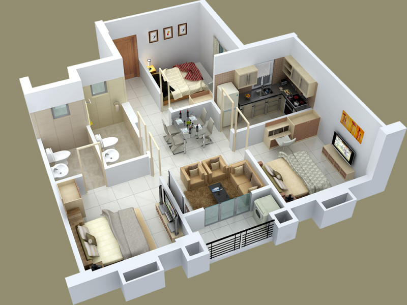 DESAIN RUMAH KAMAR 3 KAMAR MANDI 2