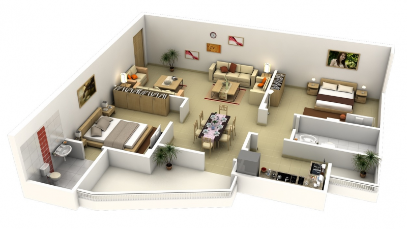 CONTOH DESAIN RUMAH 6X7 2 KAMAR