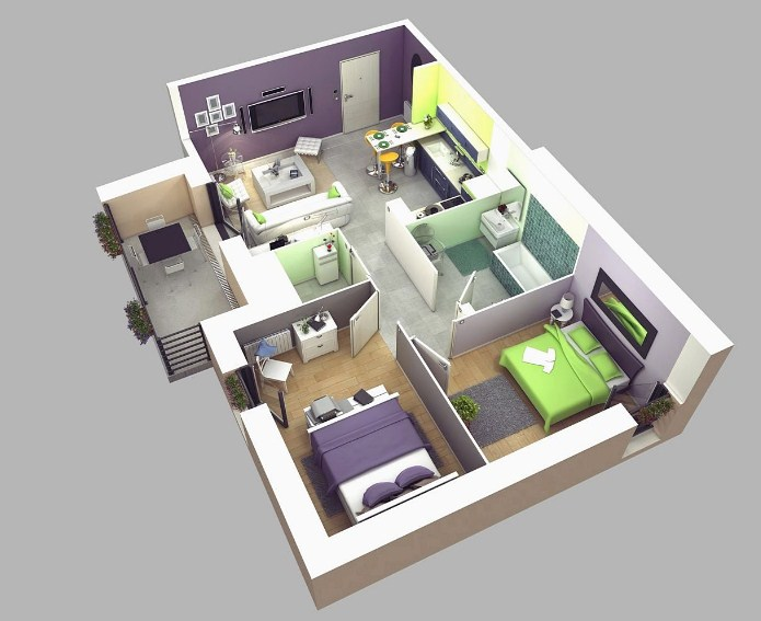 30 Inspirasi Denah dan Desain Rumah Kamar 2 Minimalis Desain id