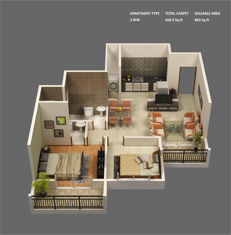 DESAIN RUMAH 2 KAMAR SEDERHANA