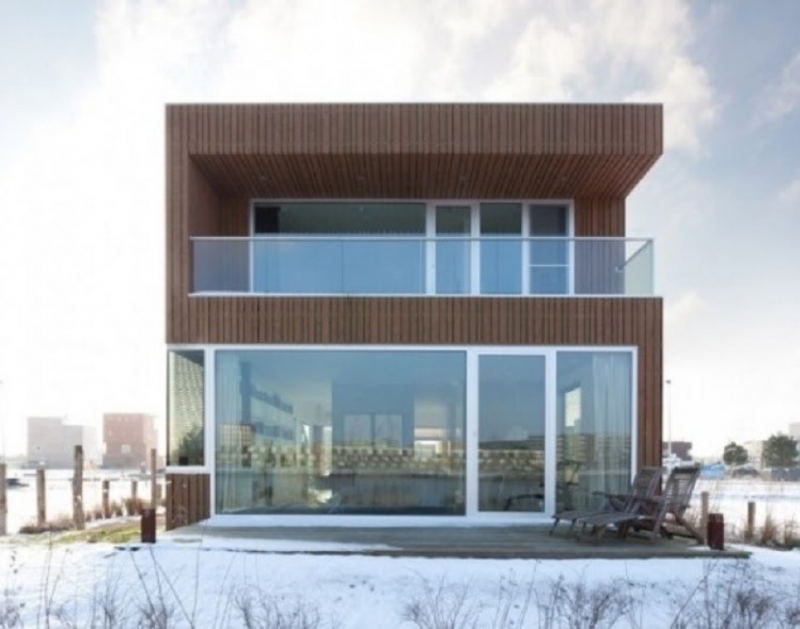 Desain rumah Kayu geometris