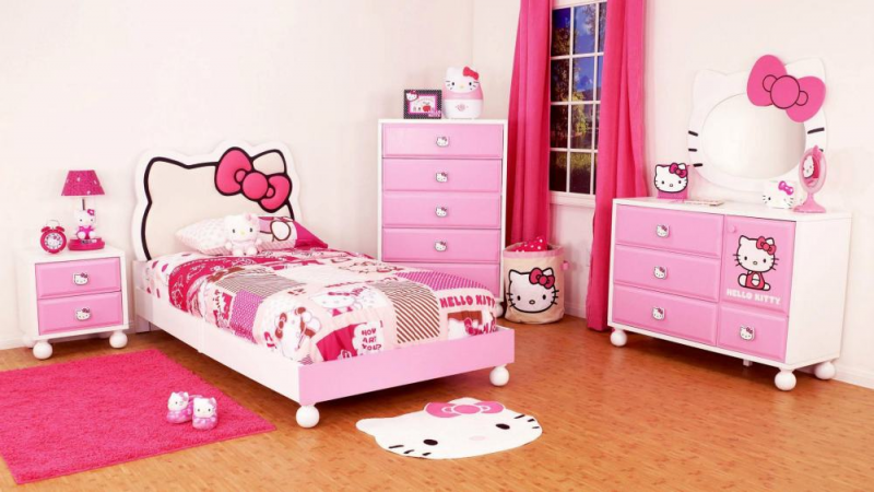 Desain Kamar Tidur anak Hello Kitty