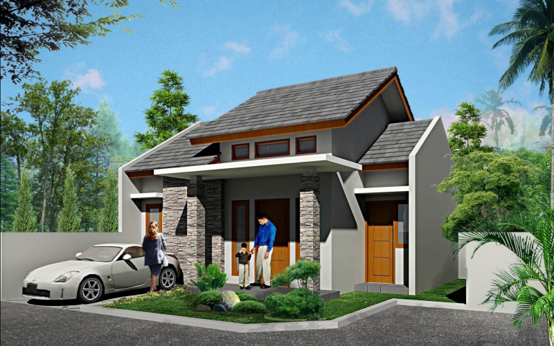 Atap rumah dengan bentuk limas miring