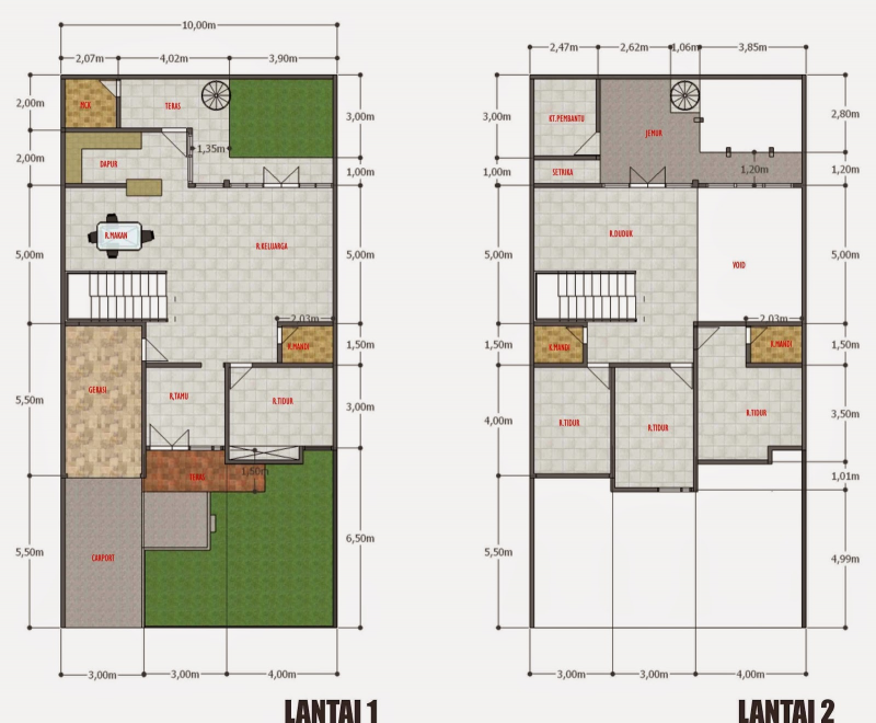 Rumah 2 Lantai 6 x 10 Sederhana