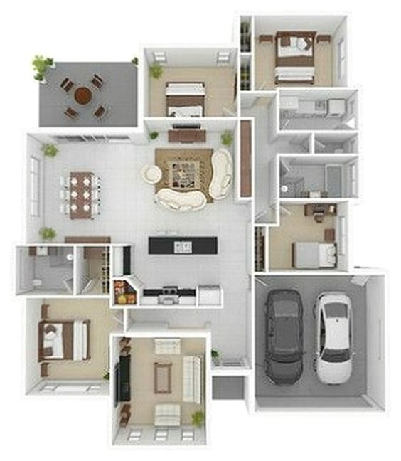 Desain Rumah 4 Kamar Dengan dengan Garasi