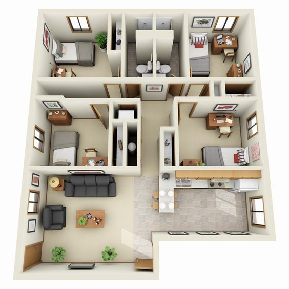 Desain Rumah 4 Kamar Dengan Desain Rumah Terpusat