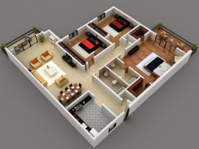 Desain rumah 3 kamar sederhana model Zen