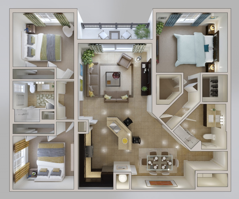 Sketsa Desain Rumah 3 Kamar Tidur