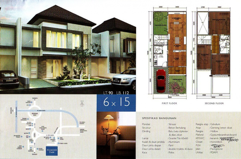 Desain Rumah 6x15 Gambar