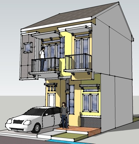 Desain Rumah 6x12 2 Lantai Konsep Natural