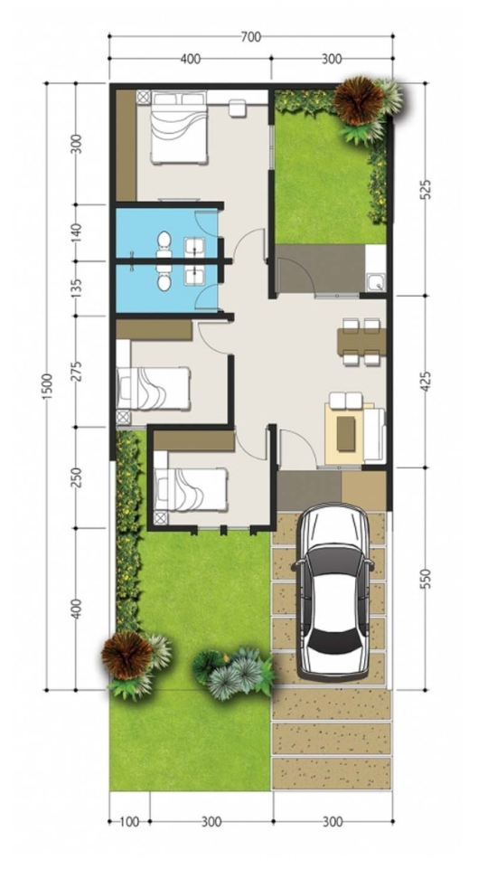 Desain Rumah 7x15 Modern 2