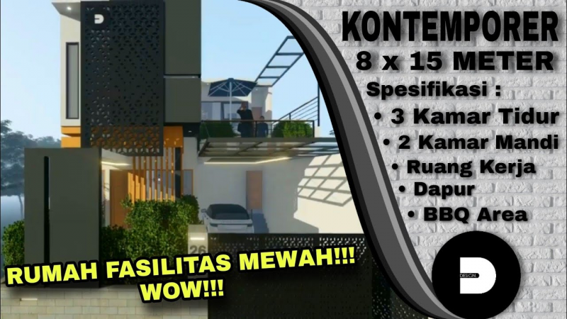 Desain Rumah 8x15 Simple