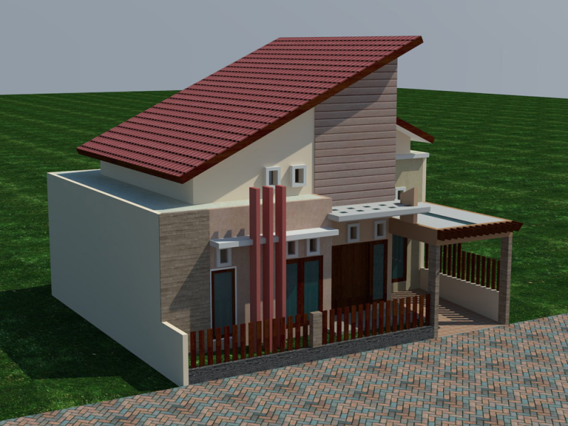 Desain Rumah Atap Miring Kedepan Keren