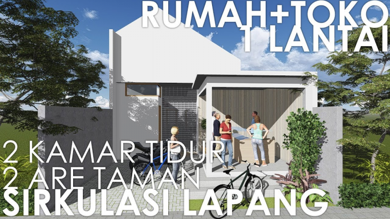 Sketsa Desain Rumah dan Toko 1 Lantai
