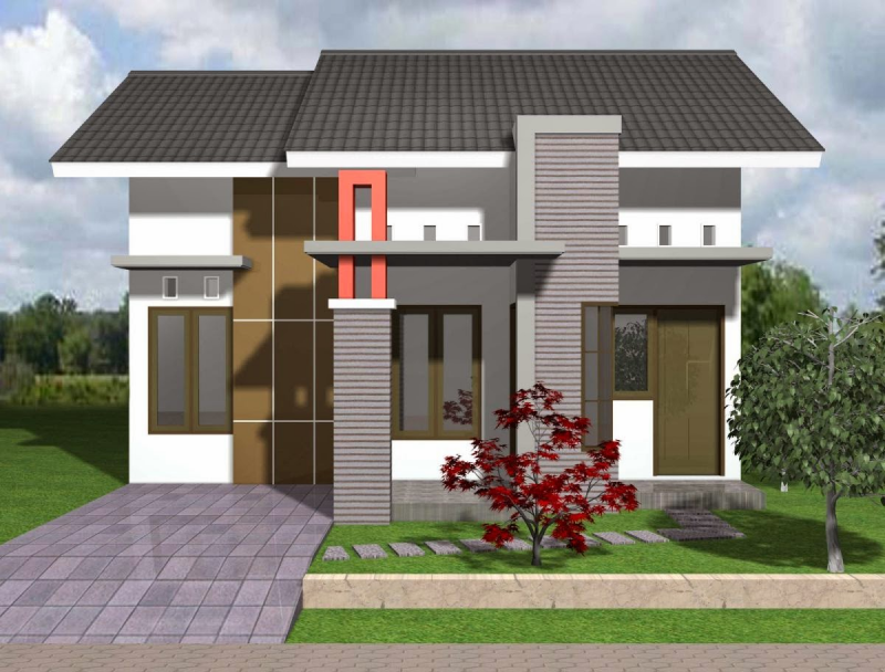 Rumah Minimalis Atap Miring Depan Tumpang Tindih