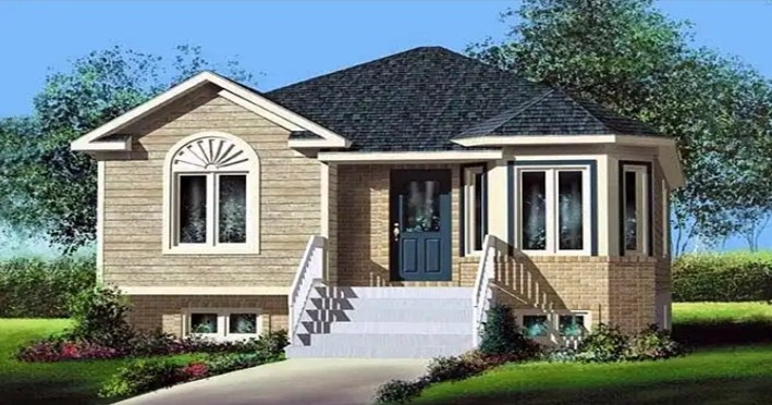 Desain rumah Eropa sederhana dengan tangga