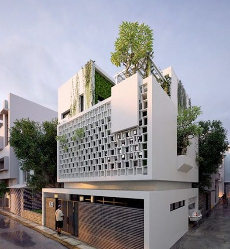 Desain Rumah Hook Estetik dengan roster beton