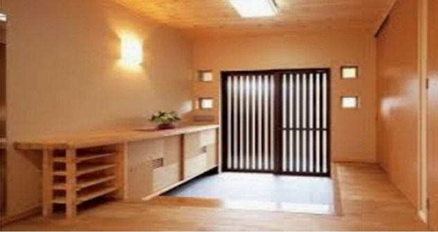 Desain rumah Jepang dengan area genkan