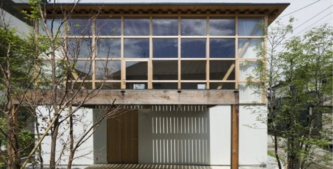 Module grid house, rumah minimalis Jepang 2 lantai