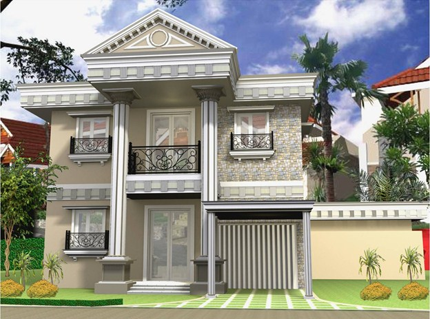 Desain rumah klasik ala eropa di perumahan