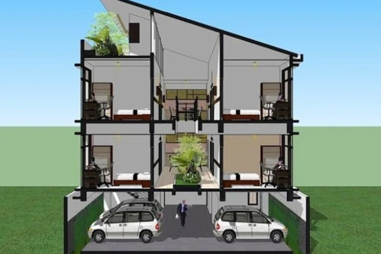 Kontrakan modern megah dan garasi ada di lantai bawah