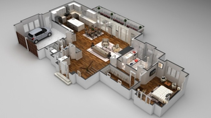 Desain Rumah Memanjang Parquet