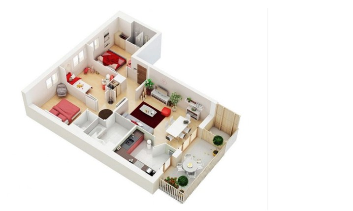 Denah Desain Rumah Leter L 3 Kamar