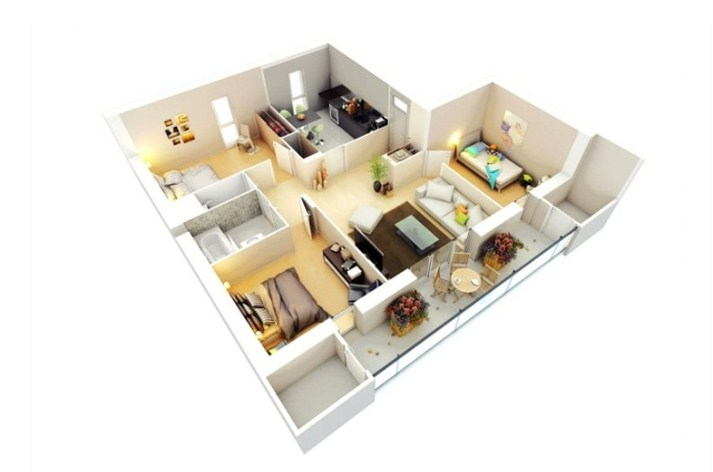 Desain Rumah Leter l 3 Kamar Contoh