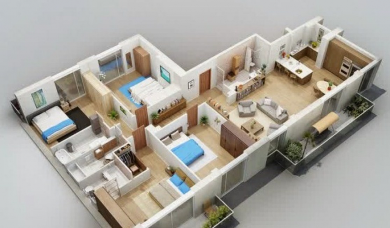Konsep Desain Rumah Leter l 3 Kamar