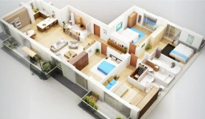 Desain leter L 2 Kamar