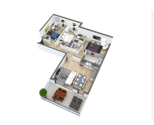 Gambaran Desain leter L 2 Kamar