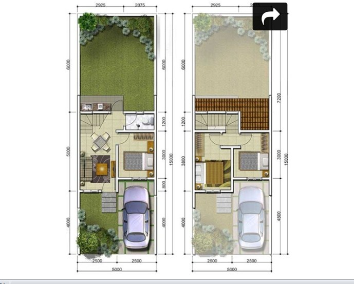 Desain Rumah Lebar 5 Meter3 Kamar Tidur