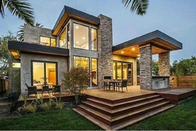 Desain Rumah Lantai 2 Minimalis Dengan Batu Alam