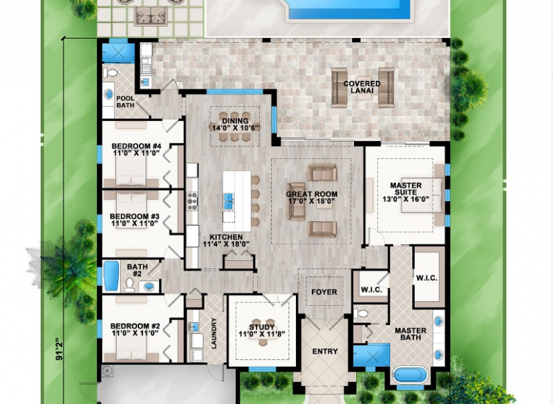 Inspirasi Desain Rumah Mewah 1 Lantai 4 Kamar Tidur