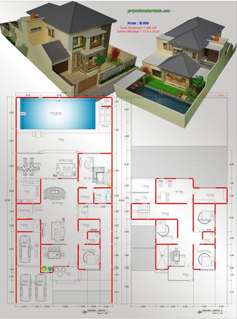 Desain Rumah Mewah 3 Lantai Dengan Kolam Renang Contoh