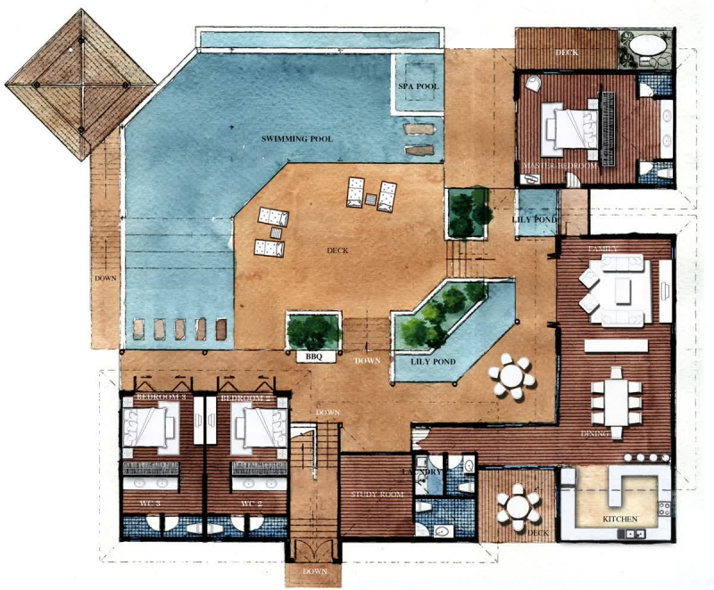 Desain Rumah Mewah 3 Lantai Dengan Kolam Renang Simple