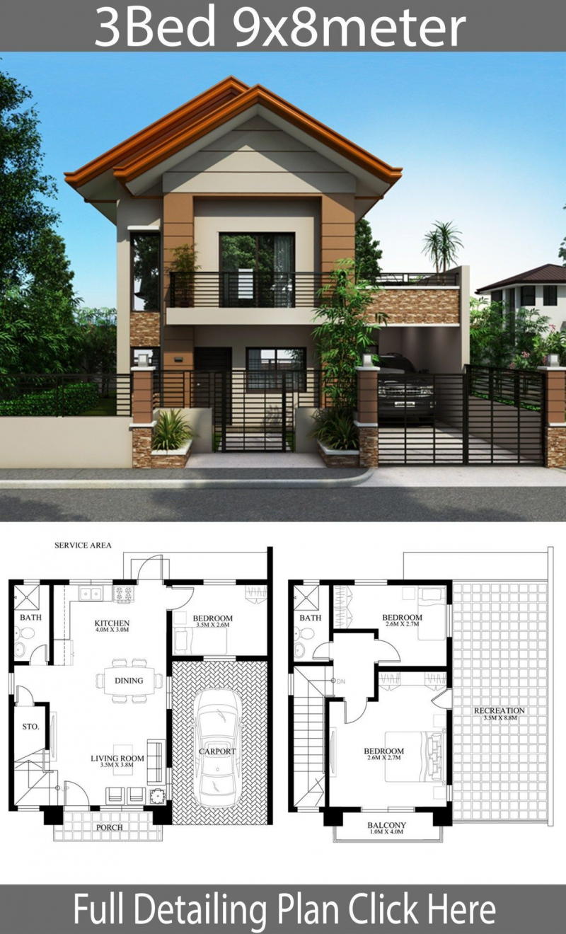 Desain Rumah Minimalis 3 Kamar 2 Lantai Model Kekinian