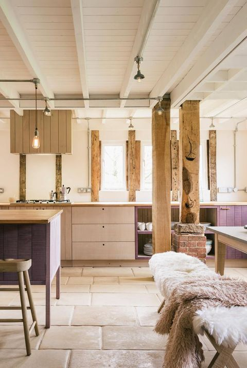 Model dapur dengan dominasi unfurnished kayu